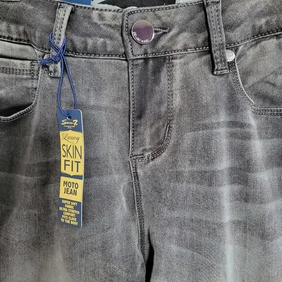 NWT Seven7 Washed Gray Mid Rise Luxury Skin Fit Legging Moto Skinny Jeans - Picture 4 of 16